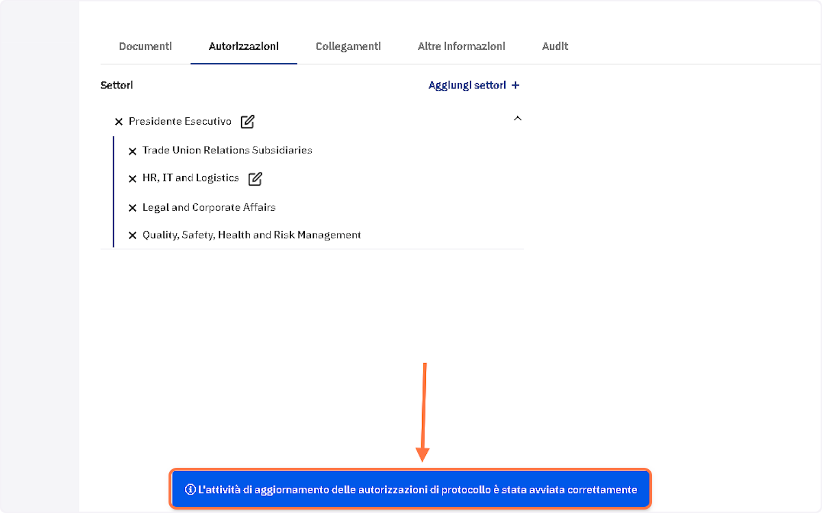 Verificare il corretto avvio l'avvio dell'attività di modifica