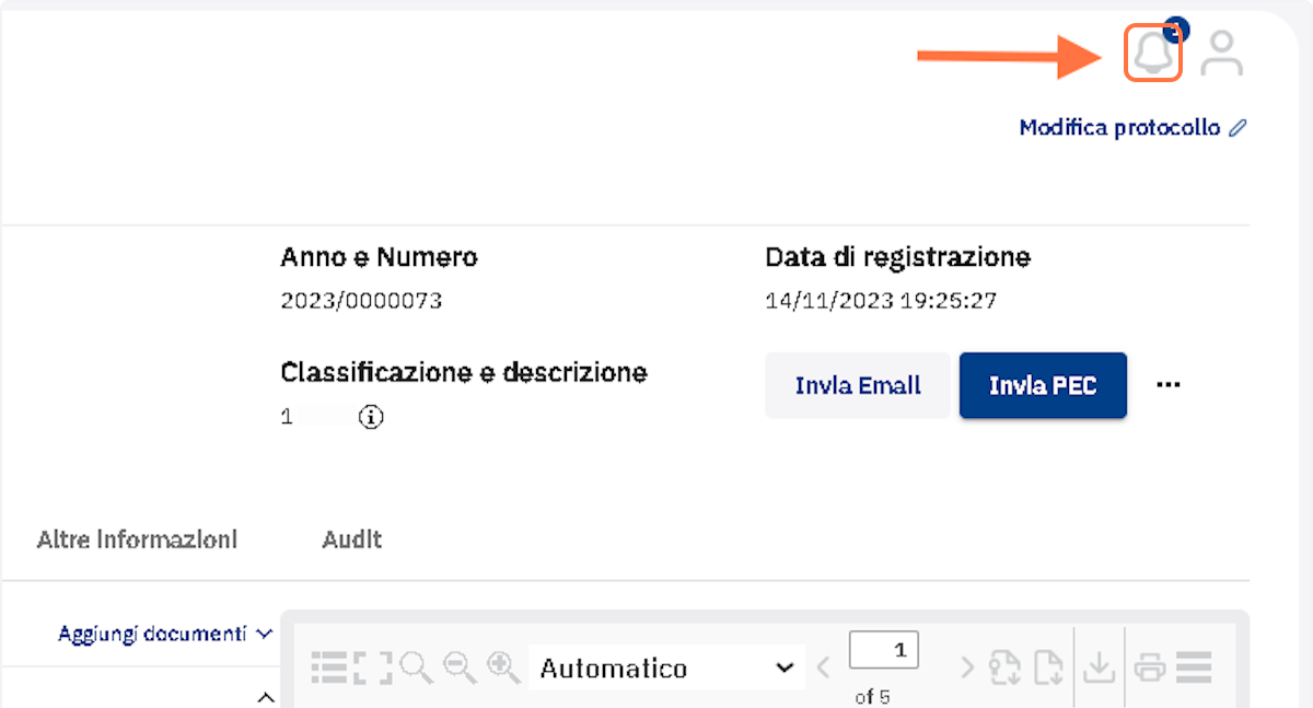 Aprire il "Centro notifiche"