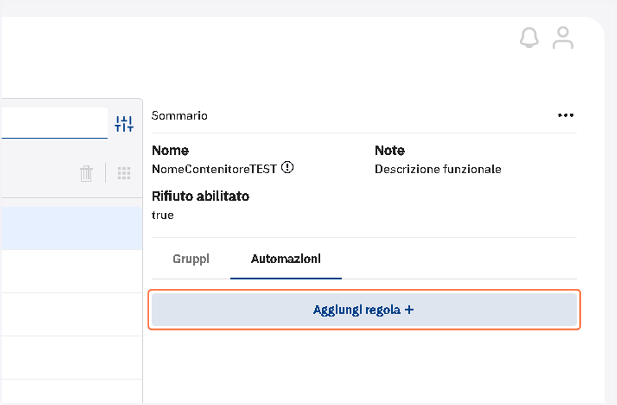 Pulsante Aggiungi regola della scheda Automazioni