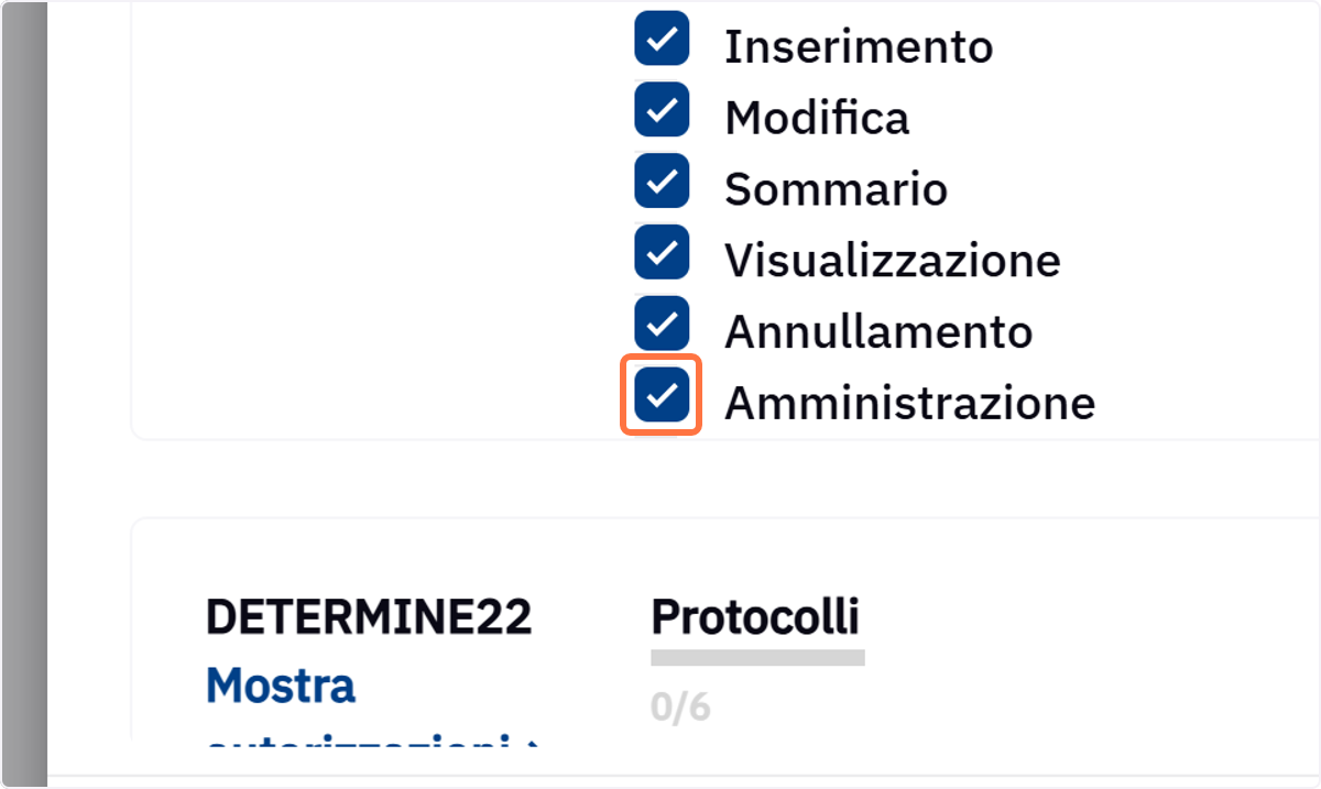 Attivare il diritto Amministrazione