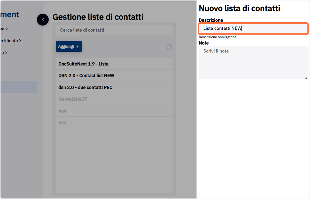 Compilare il campo Descrizione