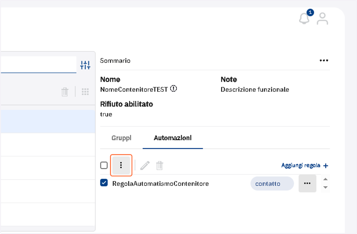 Menu dei tre puntini della regola di automazione