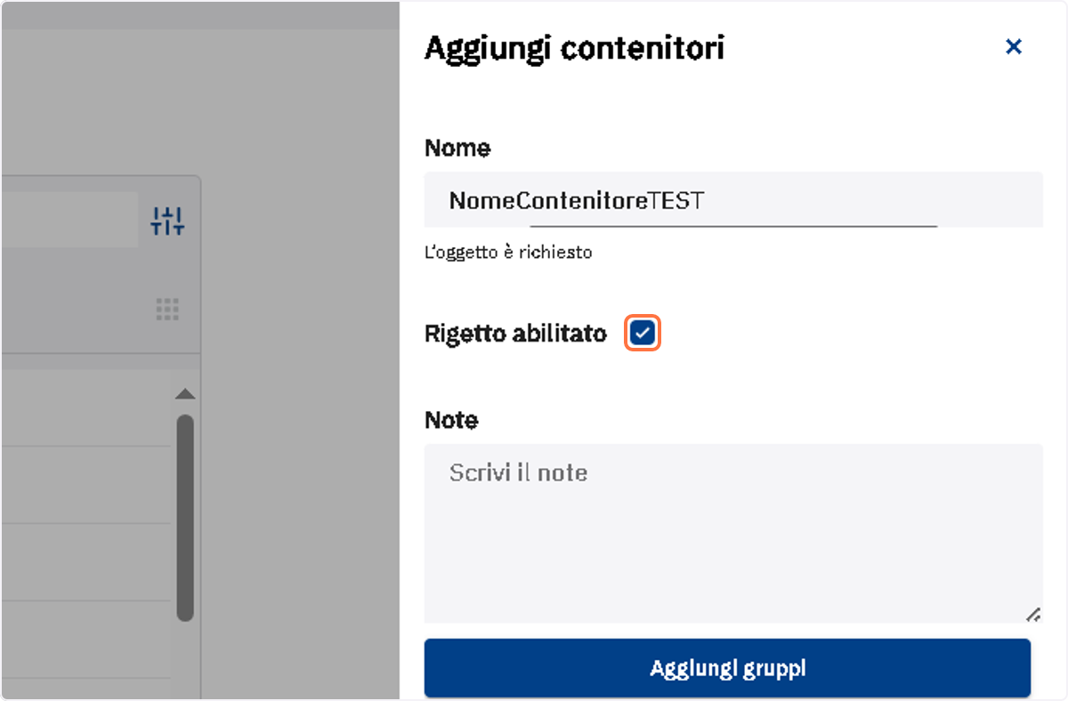 Attivare l'opzione Rigetto abilitato