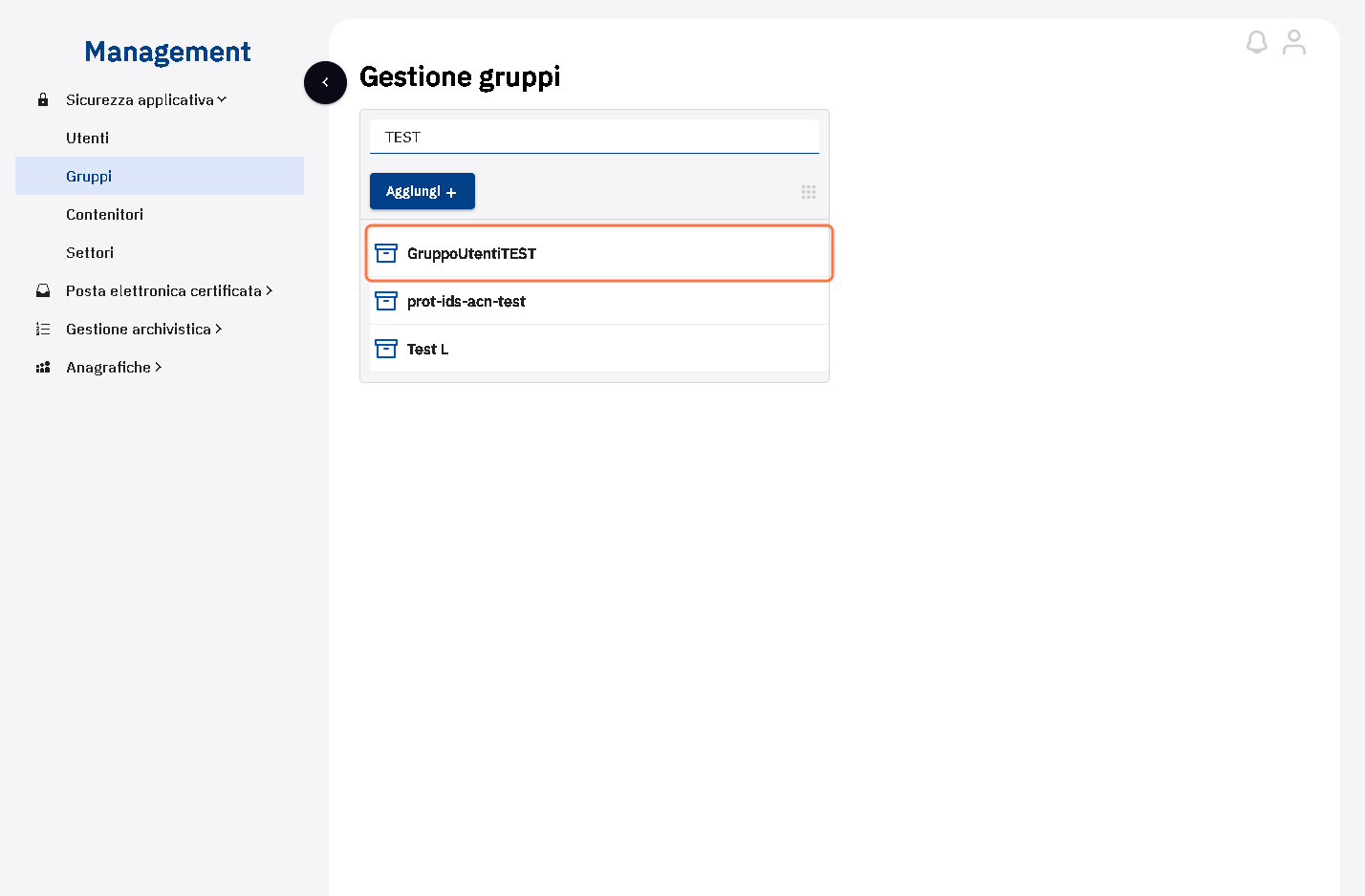 Cliccare sul nome del gruppo