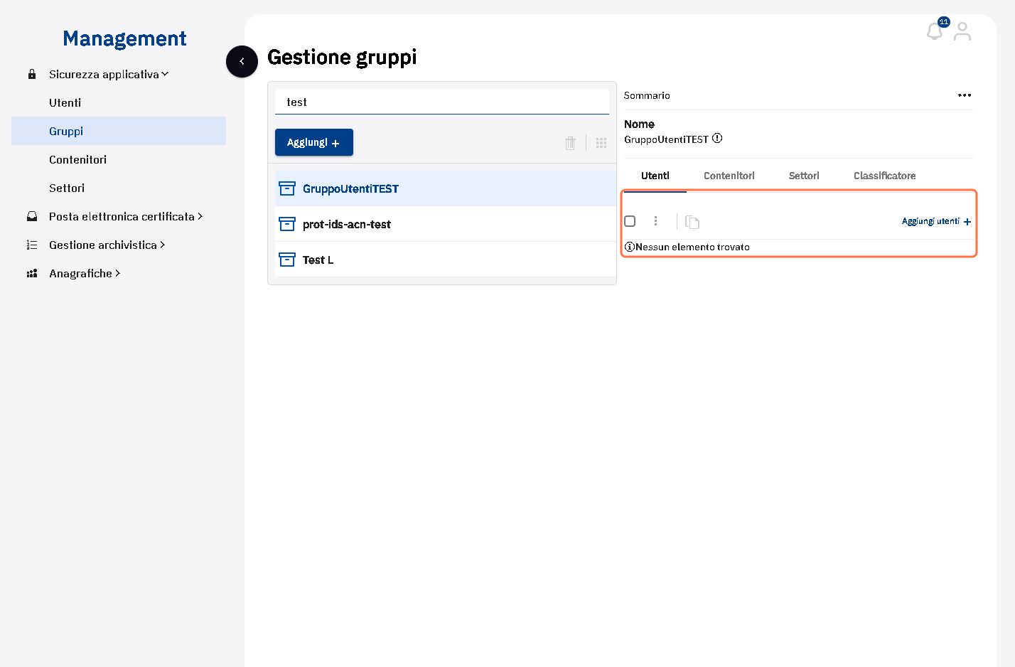 Verificare che l'utente non sia più presente nel gruppo