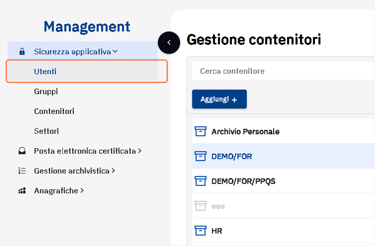 Cliccare sulla voce di menu "Utenti"