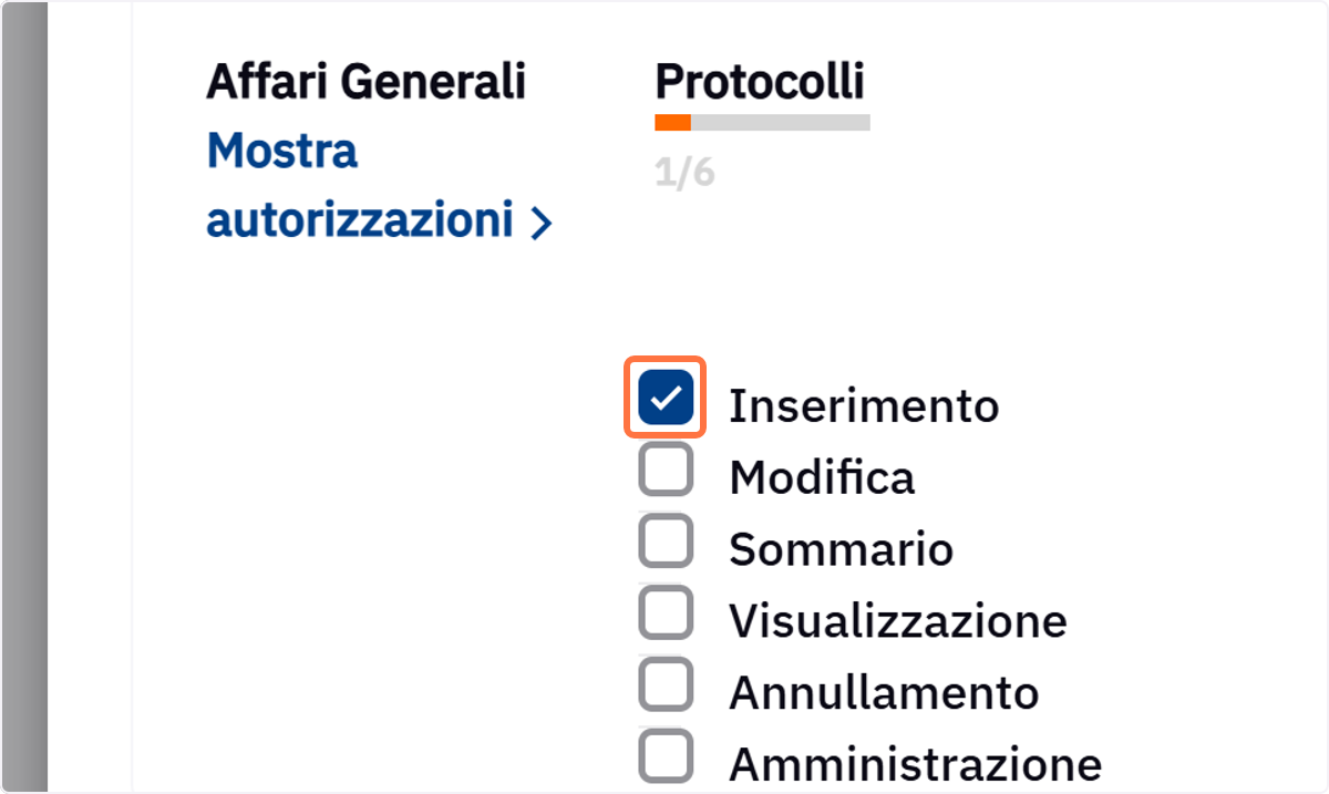 Attivare il diritto Inserimento
