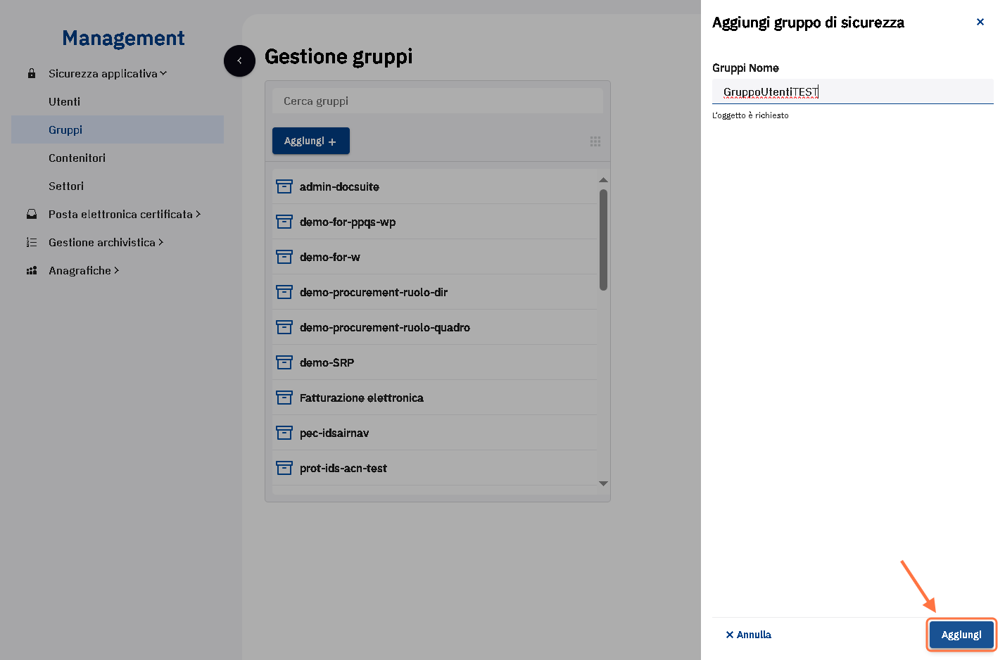 Cliccare sul pulsante Aggiungi per confermare