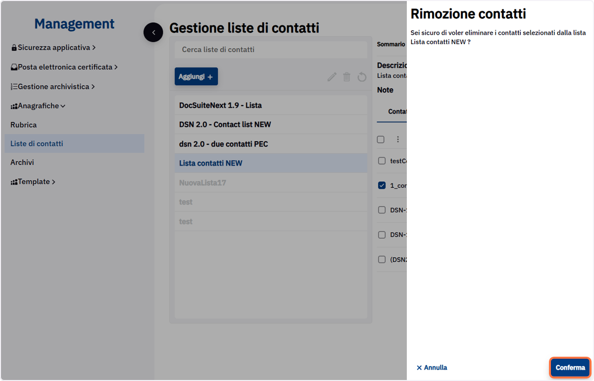 Cliccare sul pulsante Conferma