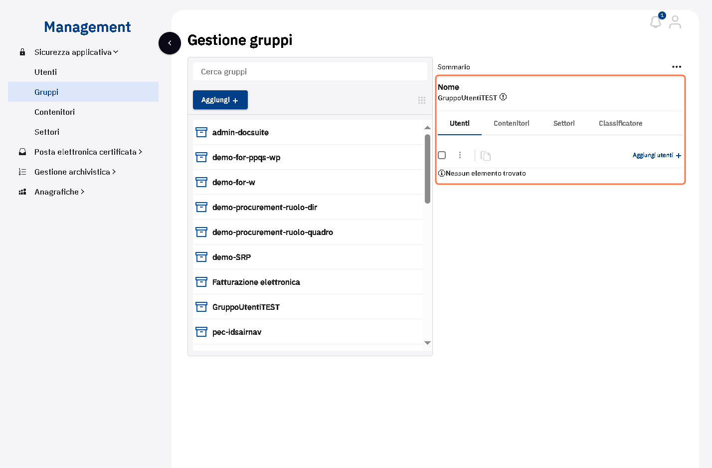 Visualizzare il Sommario del gruppo