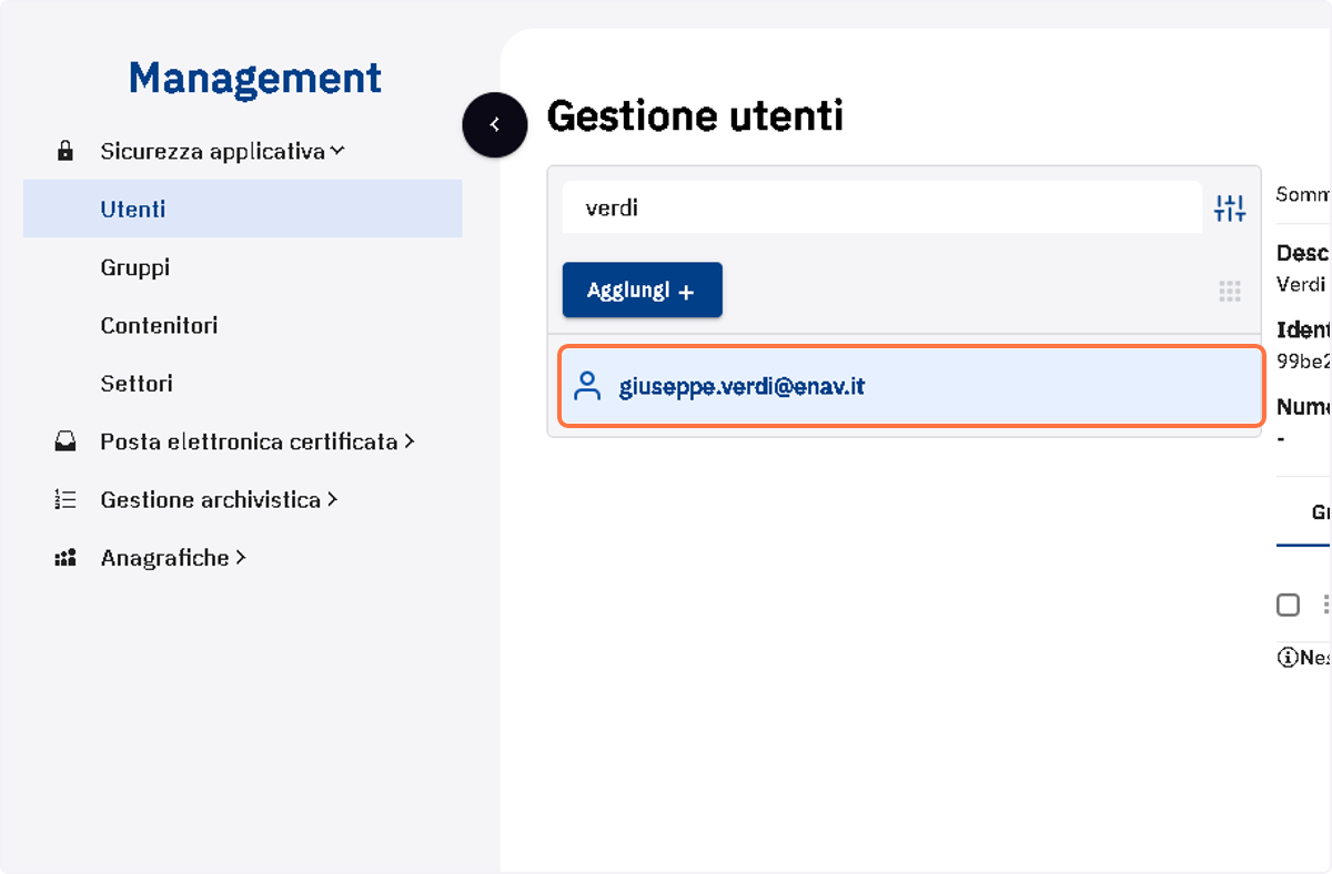 Verificare che il nuovo utente sia presente nella lista