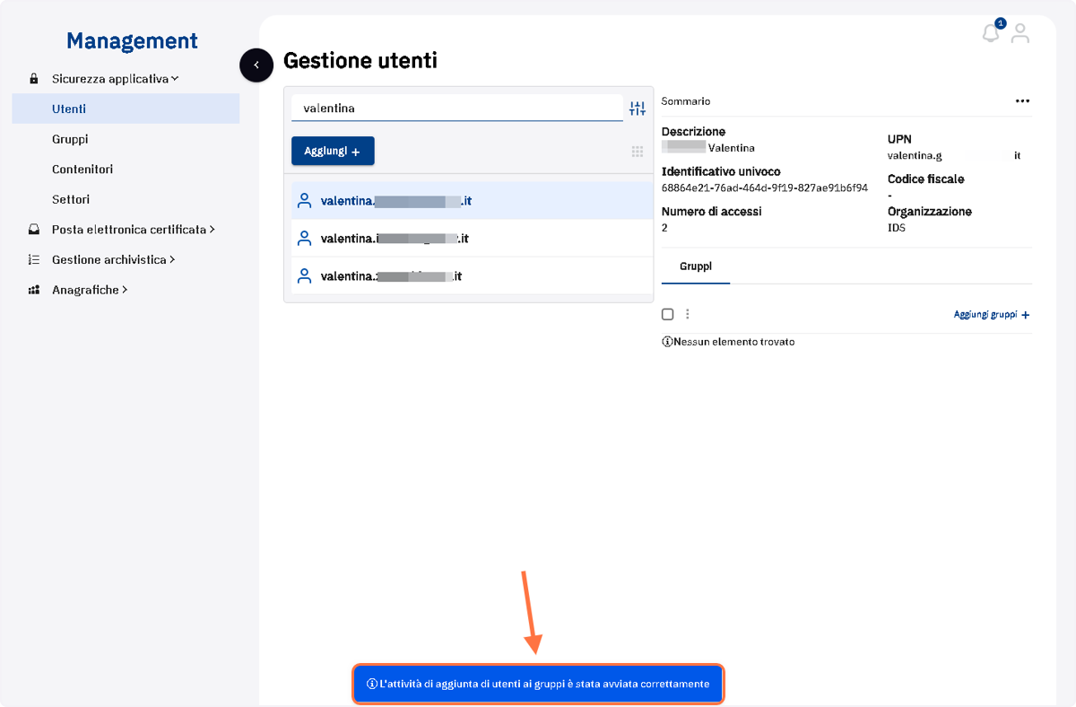 Verificare il corretto avviamento dell'attività di modifica richiesta