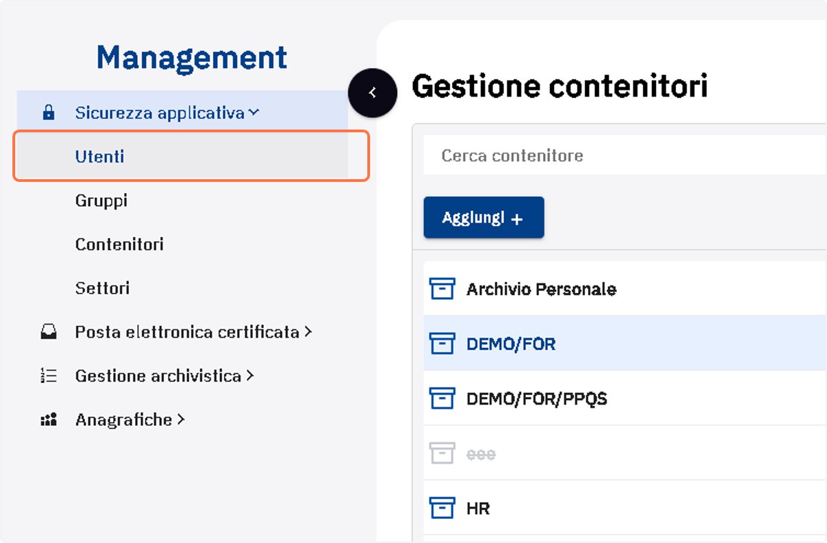 Cliccare sulla voce di menu "Utenti"
