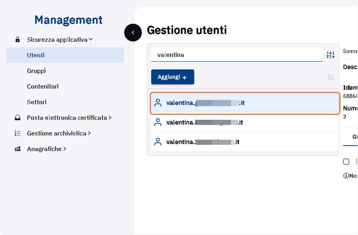 Cliccare sull'account dell'utente