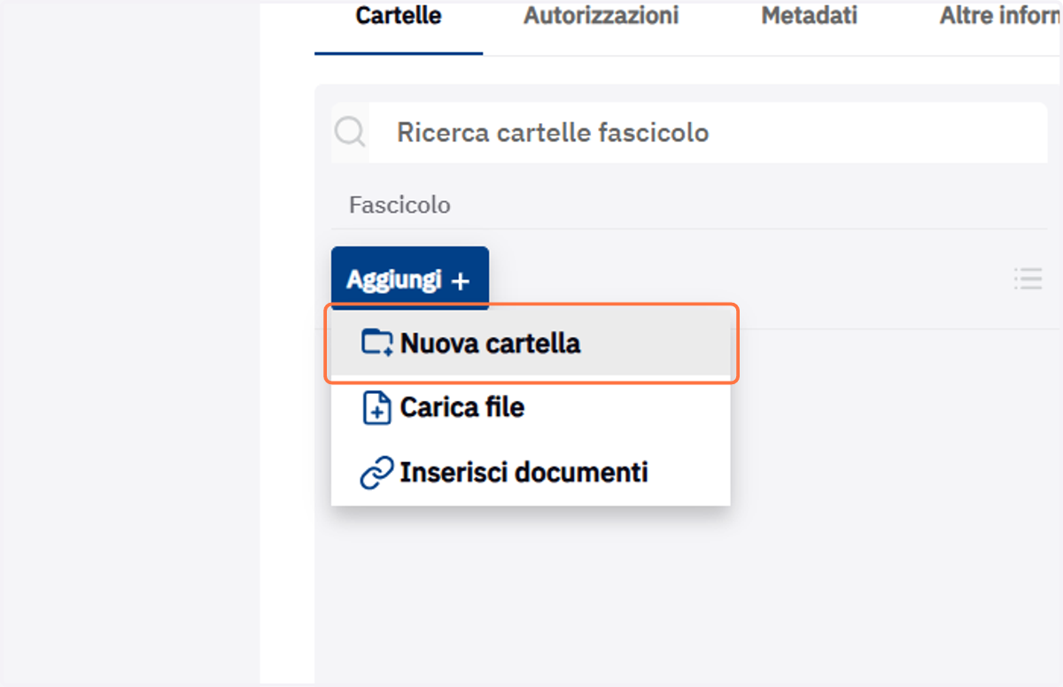 Voce Nuova cartella del menu Aggiungi