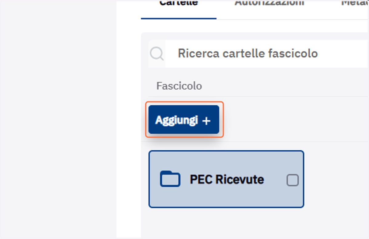 Pulsante Aggiungi all'interno di una cartella