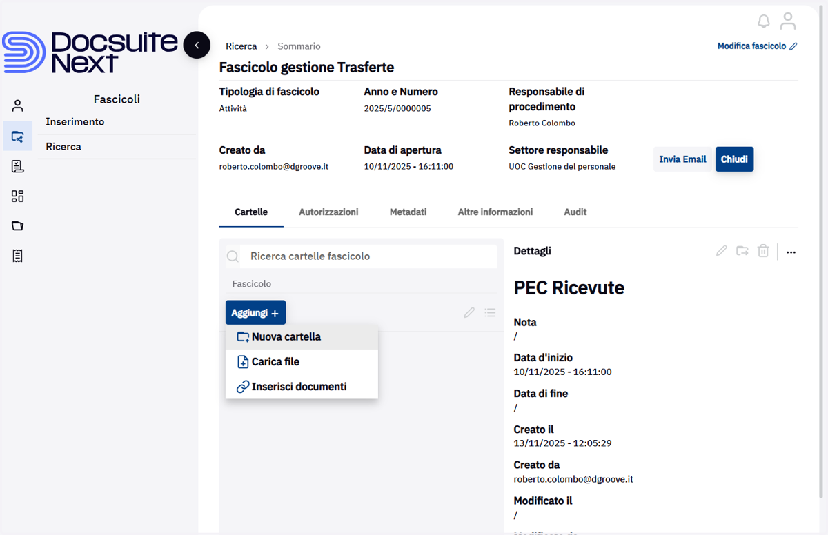 Finestra di selezione del file da caricare
