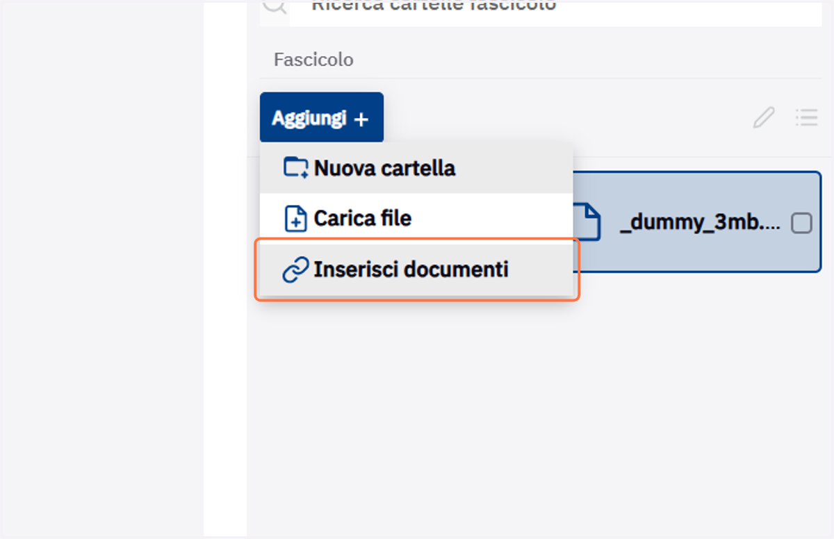 Voce Inserisci documenti del menu Aggiungi
