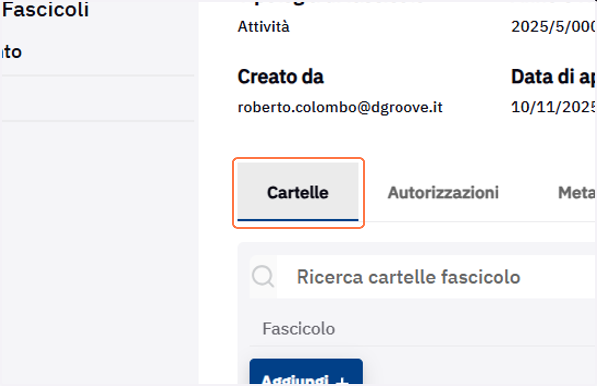 Scheda Cartelle del fascicolo