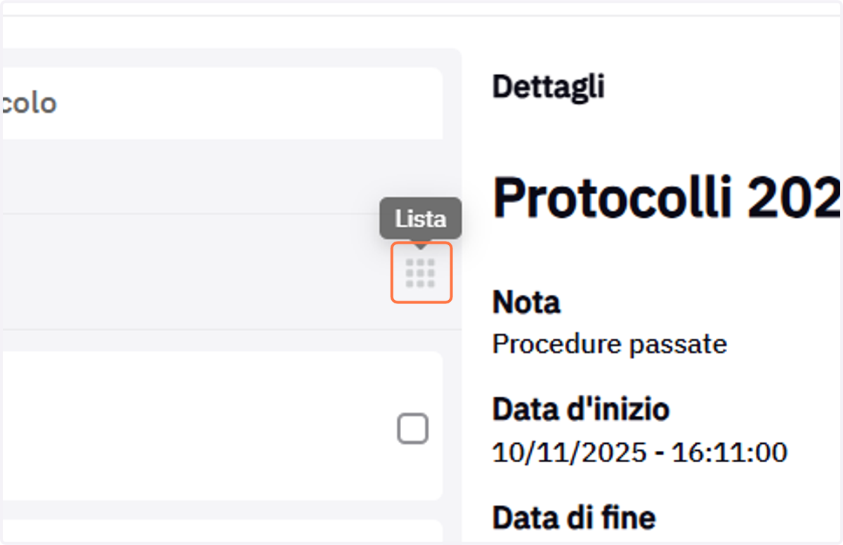 Icona di alternanza fra vista Lista e vista Griglia