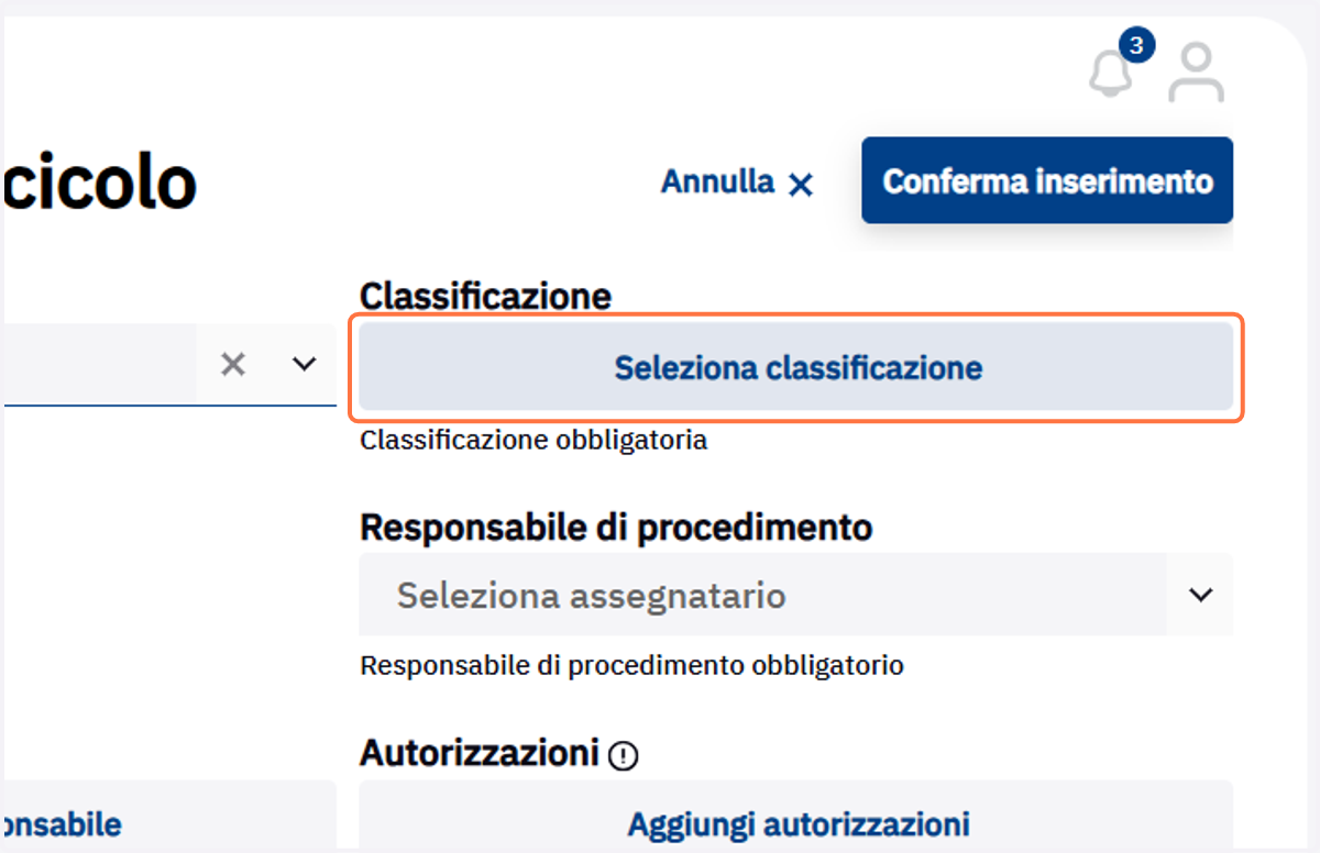 Comando Seleziona classificazione