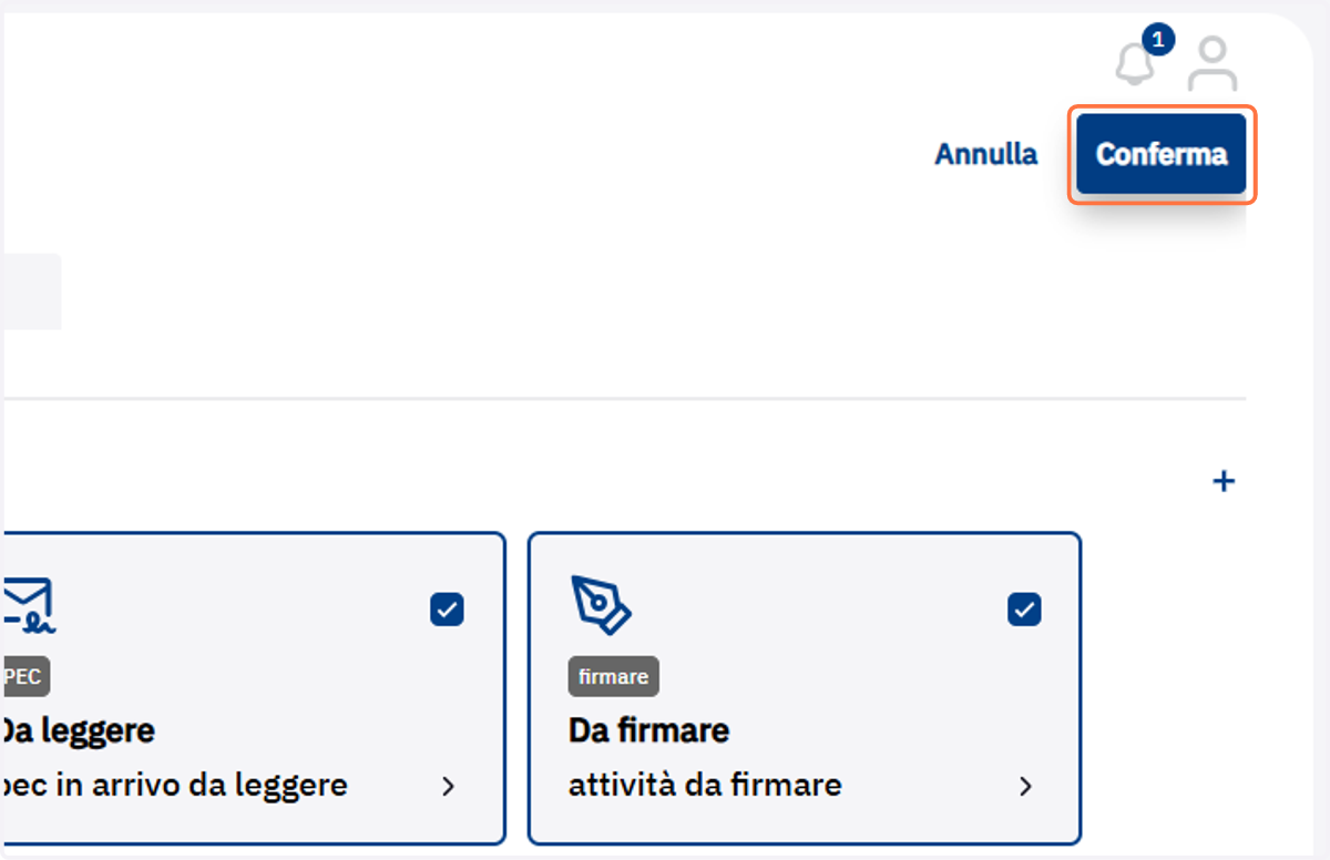 Pulsante Conferma della Scrivania