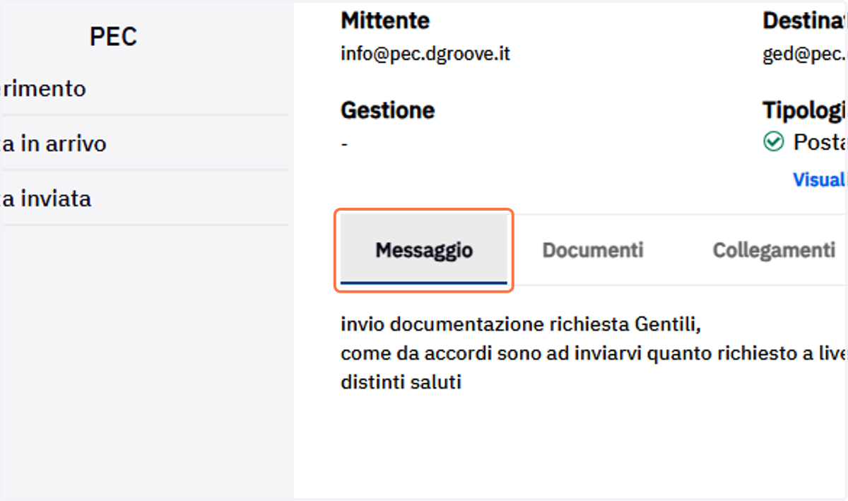 Scheda Corpo del messaggio