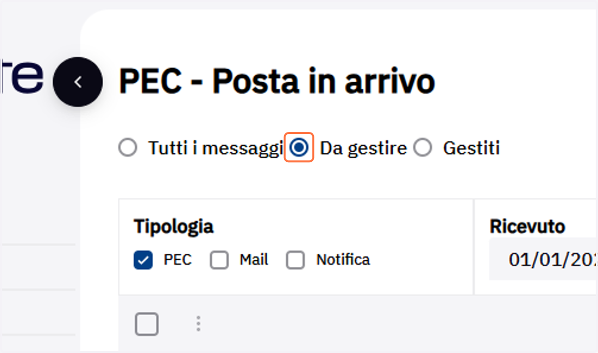 Filtro per azione della Posta in arrivo