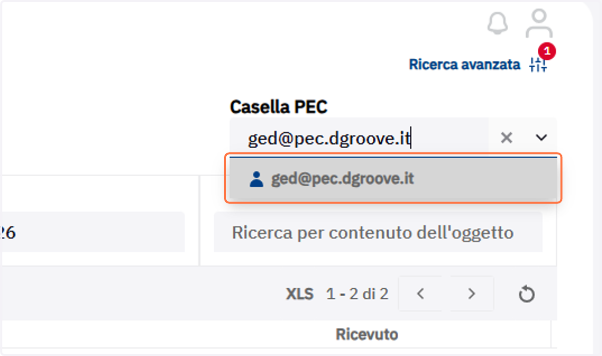 Elenco delle caselle PEC disponibili