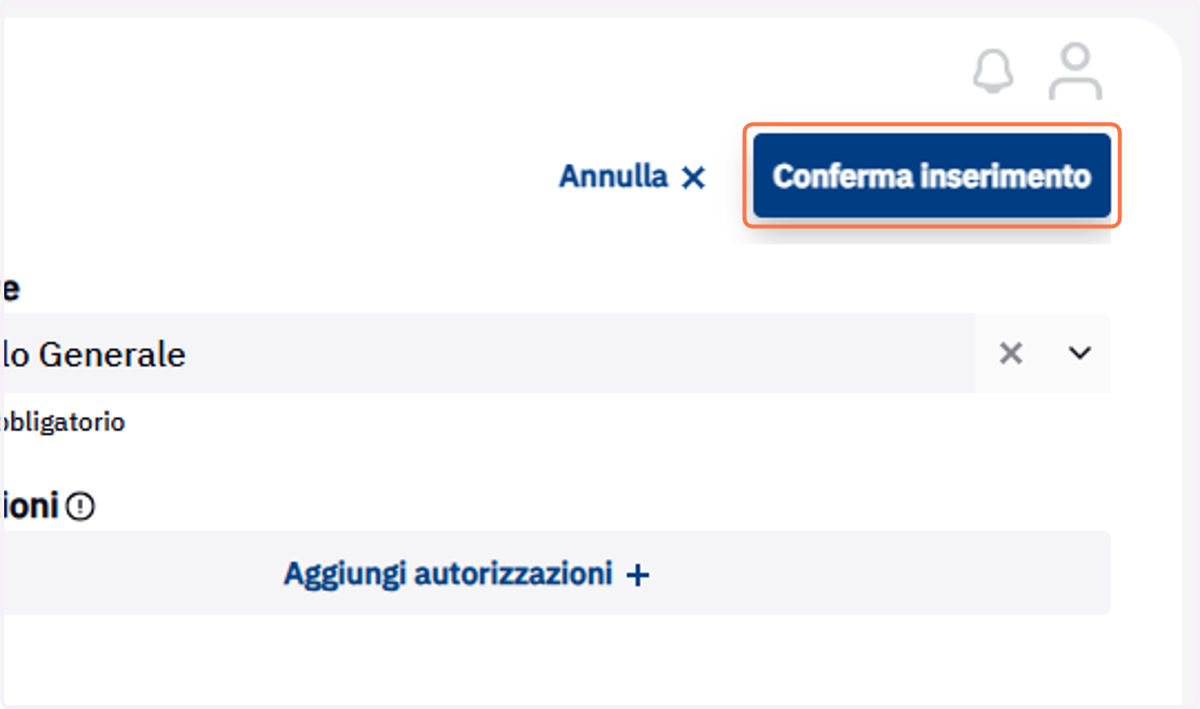 Pulsante Conferma inserimento