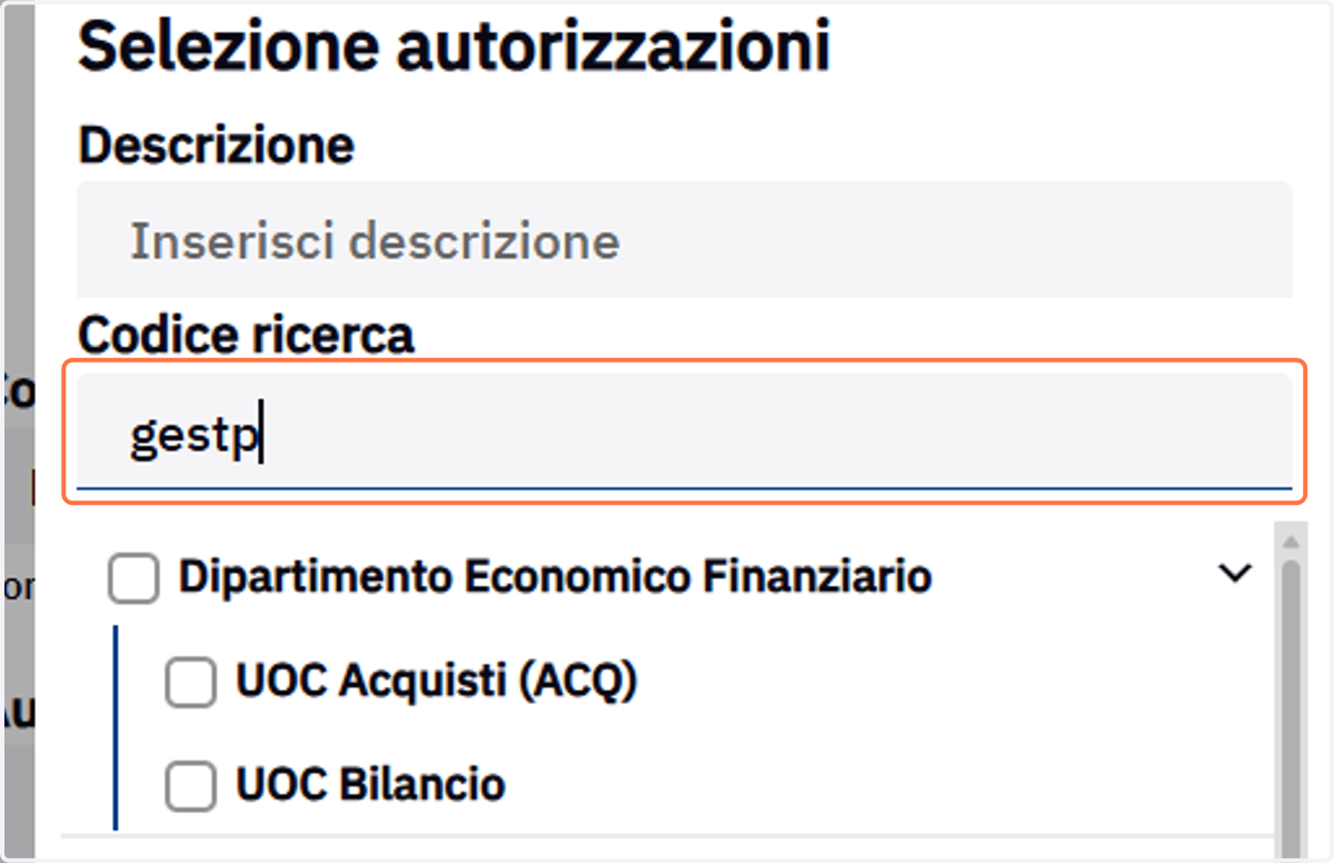Filtro degli uffici da autorizzare