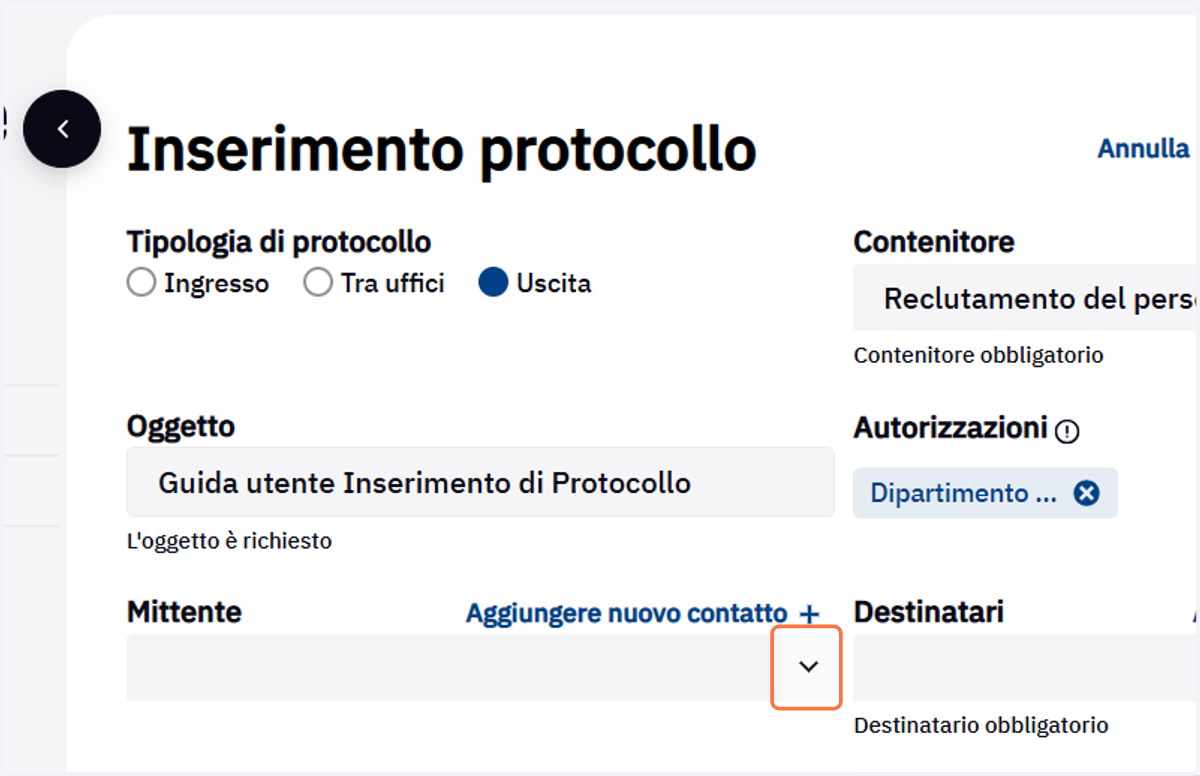 Comando di selezione del mittente