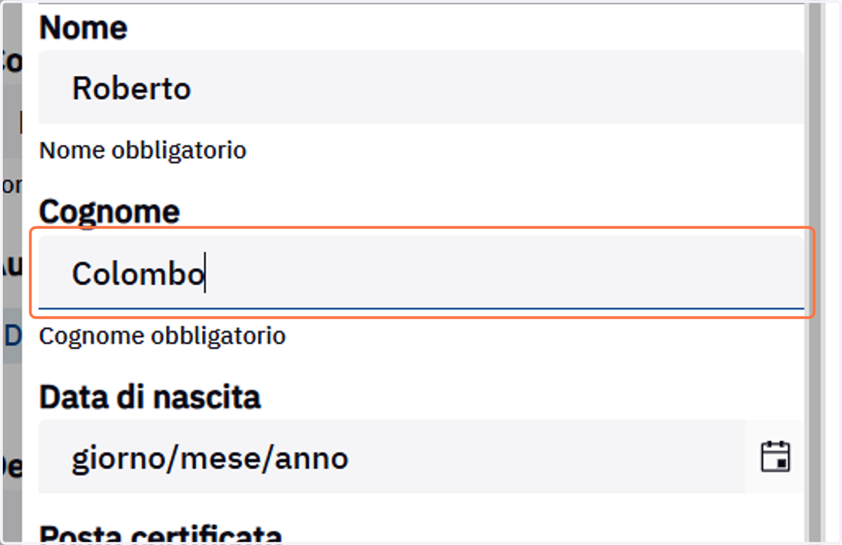 Dati del nuovo contatto