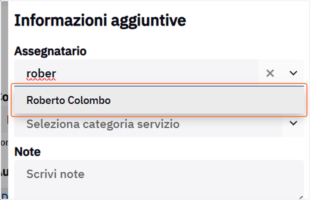 Selezione dell'assegnatario