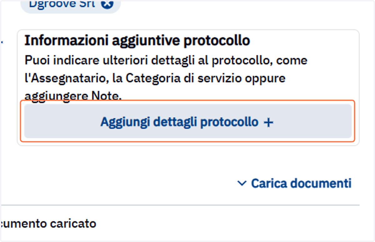 Comando Aggiungi dettagli protocollo