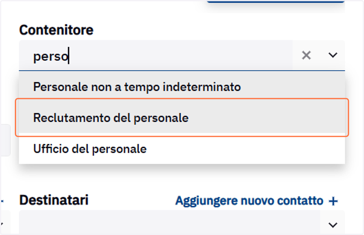 Selezione del contenitore
