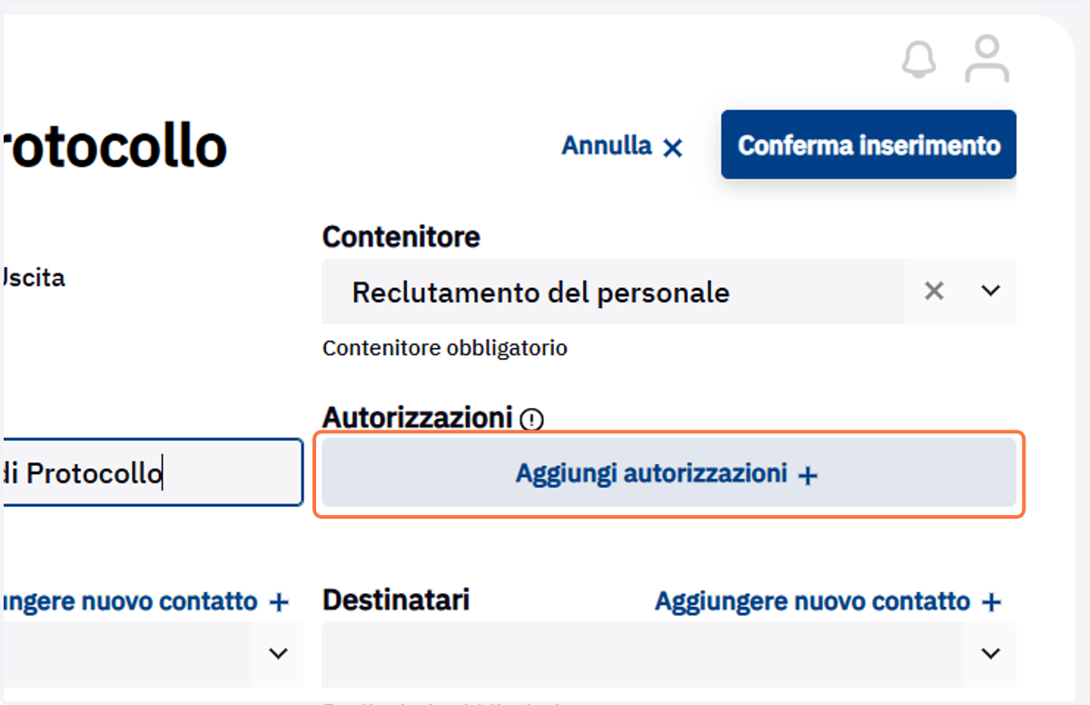 Comando Aggiungi autorizzazioni