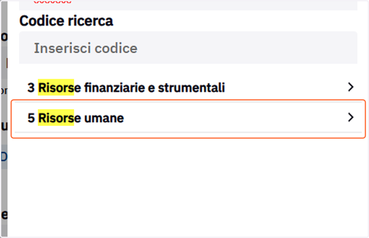 Selezione della voce di classificazione