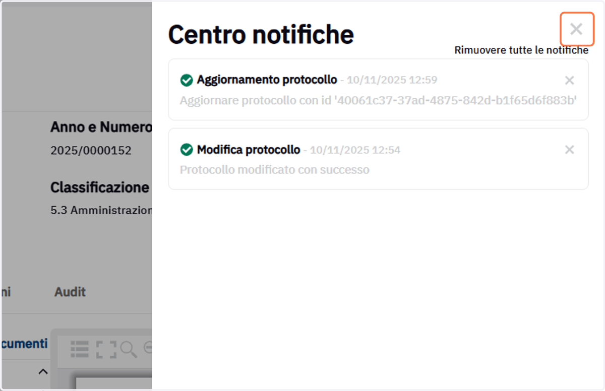 Chiusura del Centro notifiche