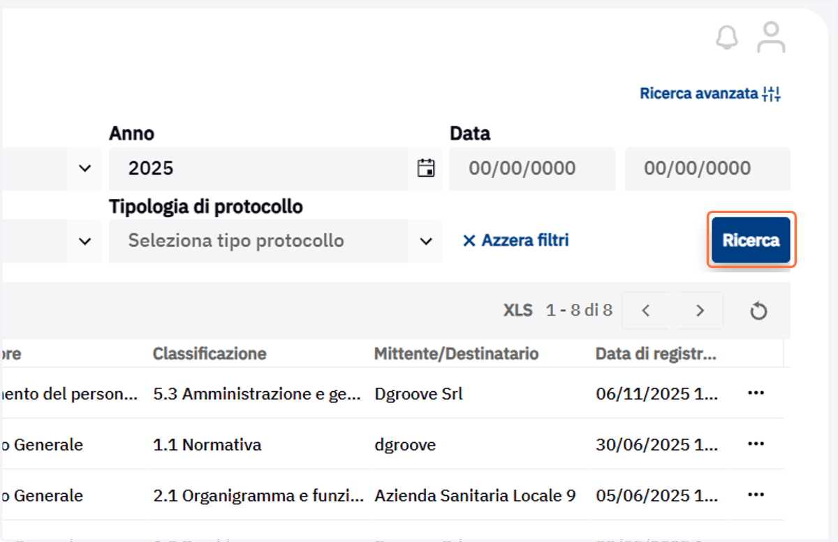 Pulsante Ricerca