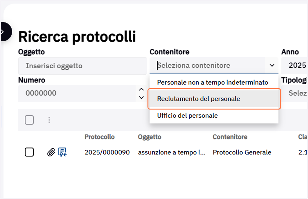 Selezione del contenitore