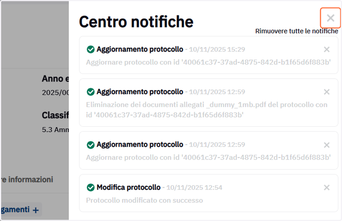Chiusura del Centro Notifiche