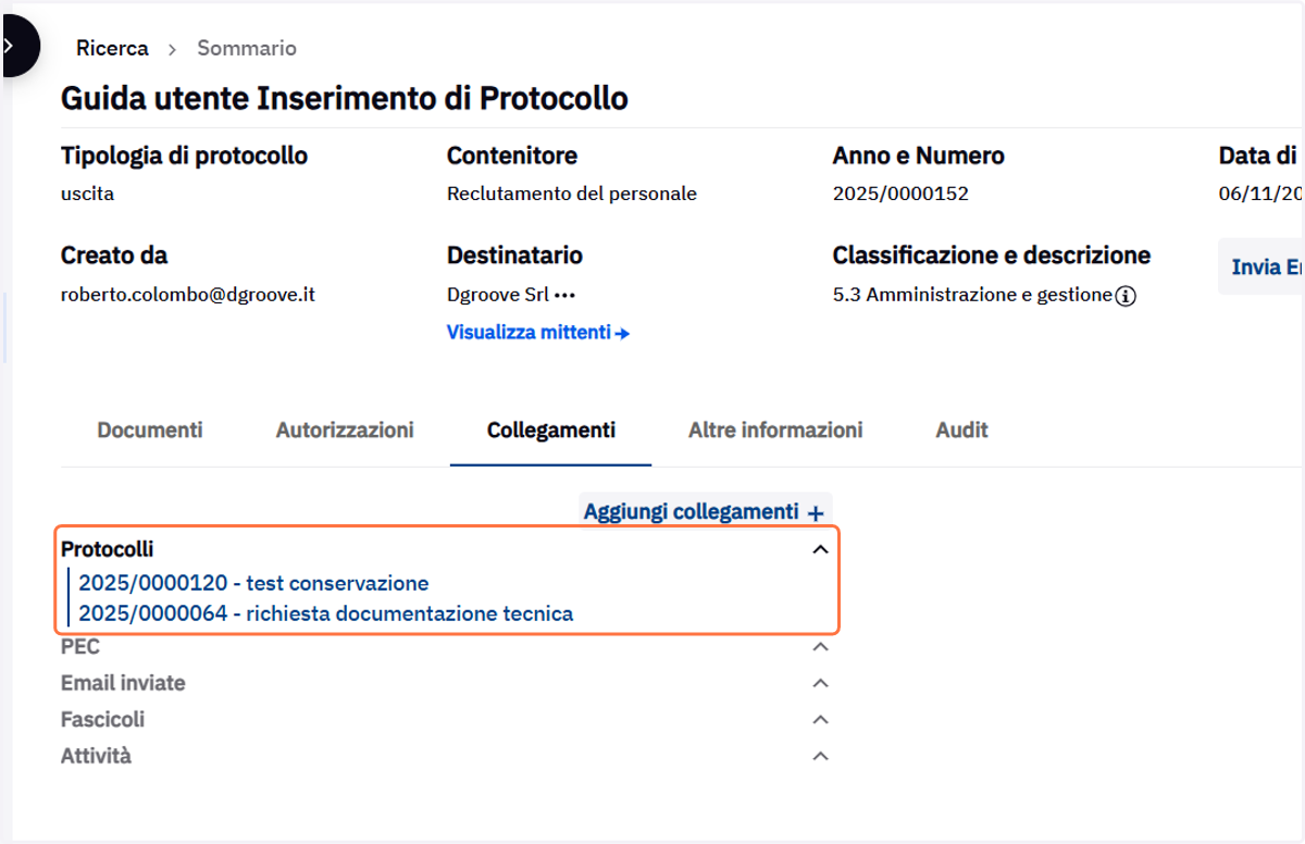 Collegamenti presenti nella scheda