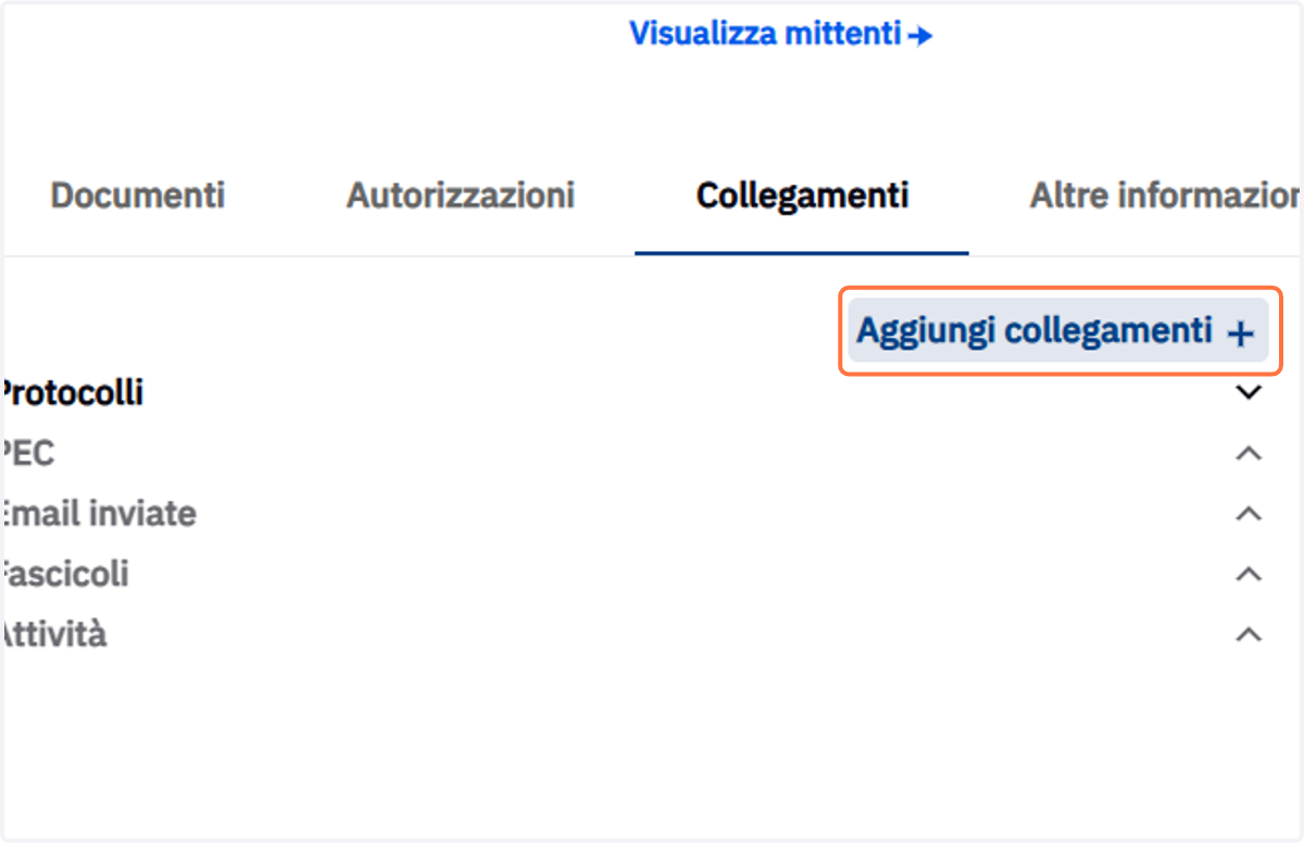 Nuovo avvio del comando Aggiungi collegamenti