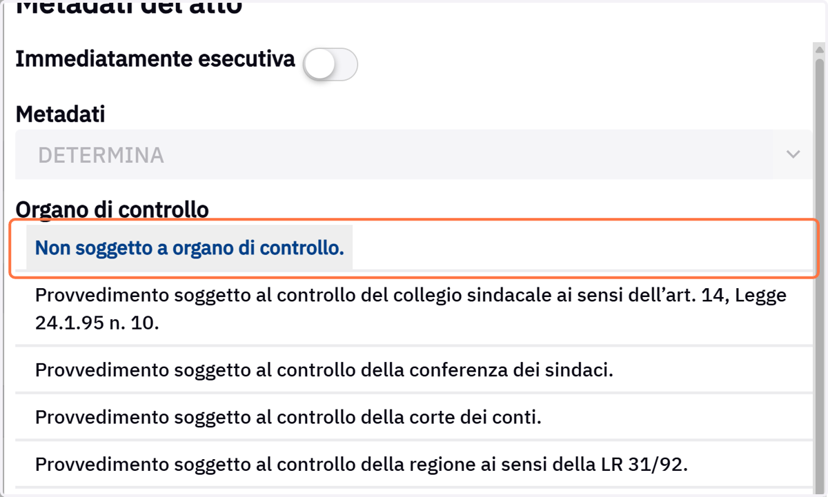 Campo Organi di controllo