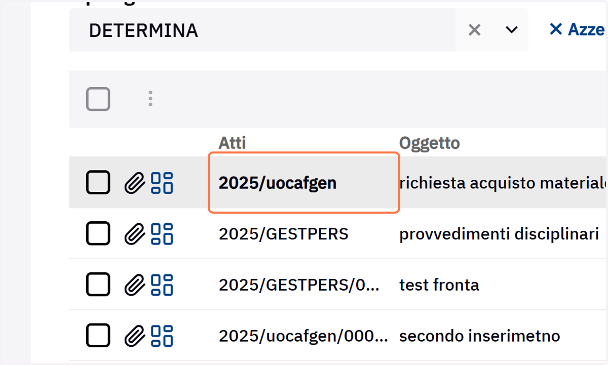 Selezione dell atto