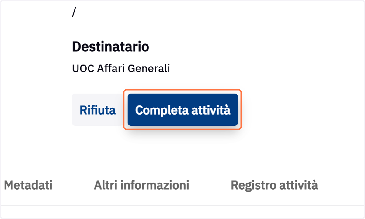 Comando Completa attivita per l adozione