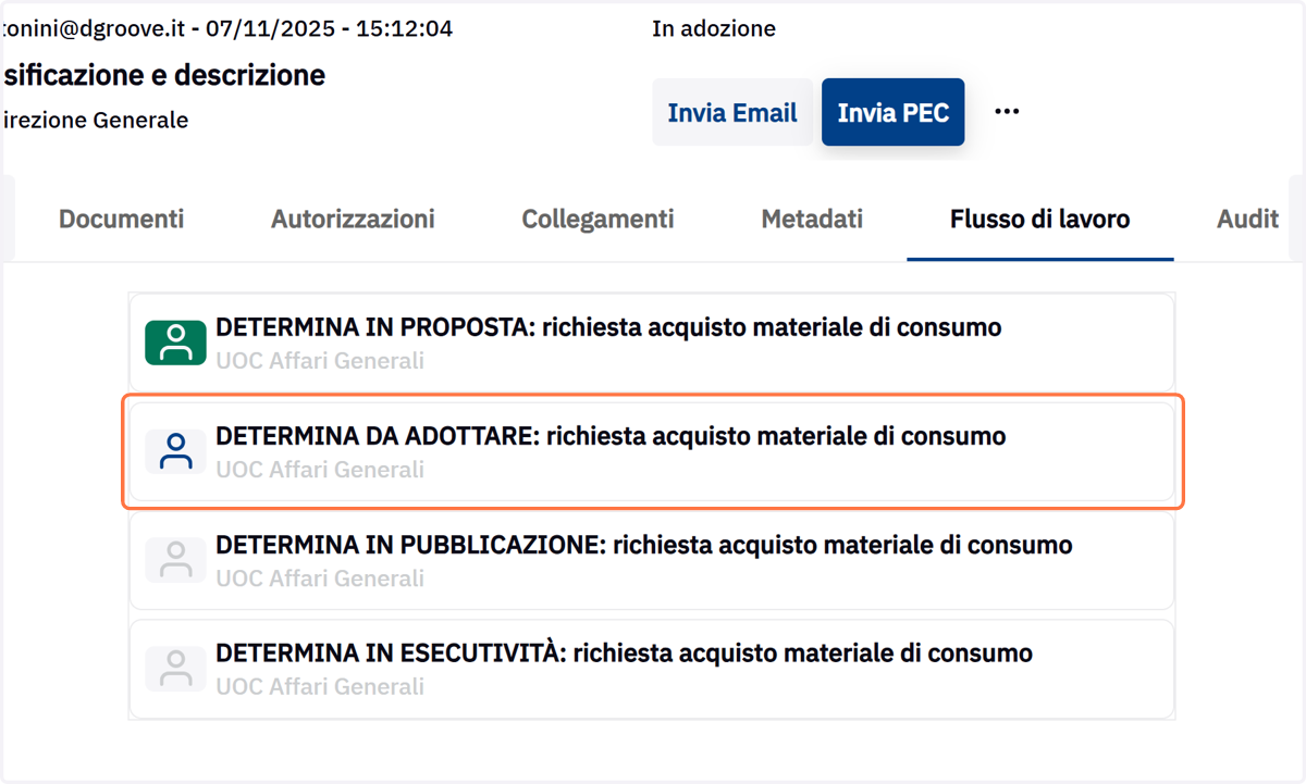 Step DETERMINA DA ADOTTARE