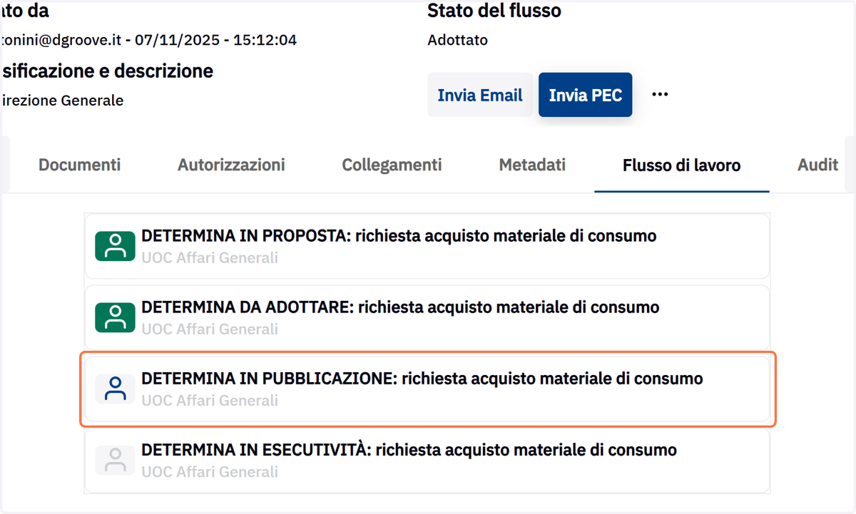 Step DETERMINA IN PUBBLICAZIONE